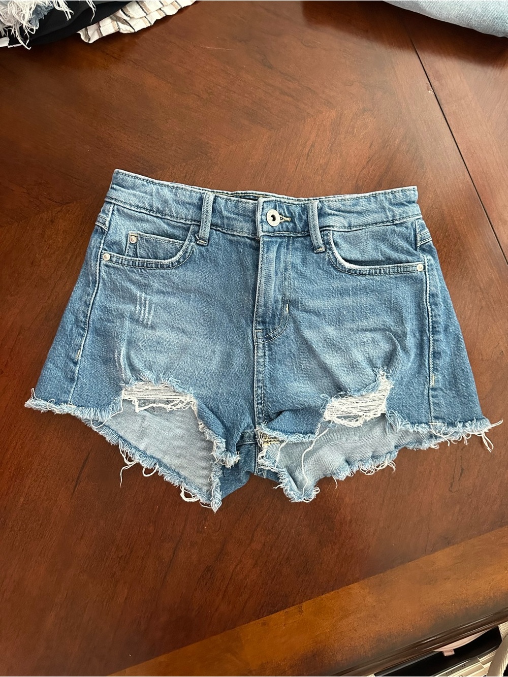 Guess Light Blue Distressed Denim Cutoff Shorts